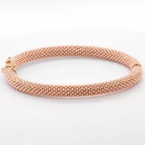 14k Rose Gold Beaded Mesh Hinged Bangle Bracelet 6.75" 20.5g ITALY