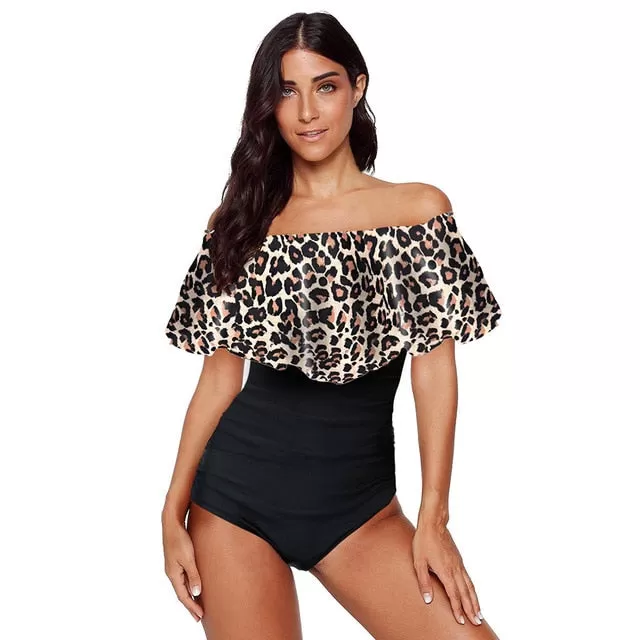 2021 New!!! Woman Sexy Off Shoulder  One-piece Swimsuit Sizes S - 2XL