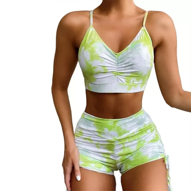 2021 New!! Women's Tie-Dye Printed Bikini Set Boy Shorts Bottom Sizes S - XL