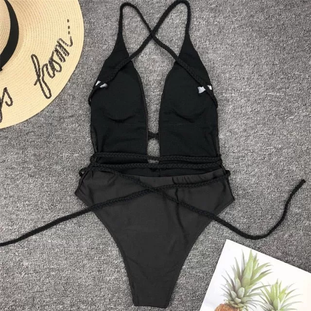 2021 Summer New Women Bodysuits Sexy Bandage High Cut Bodysuits  One-piece Sizes S - XL