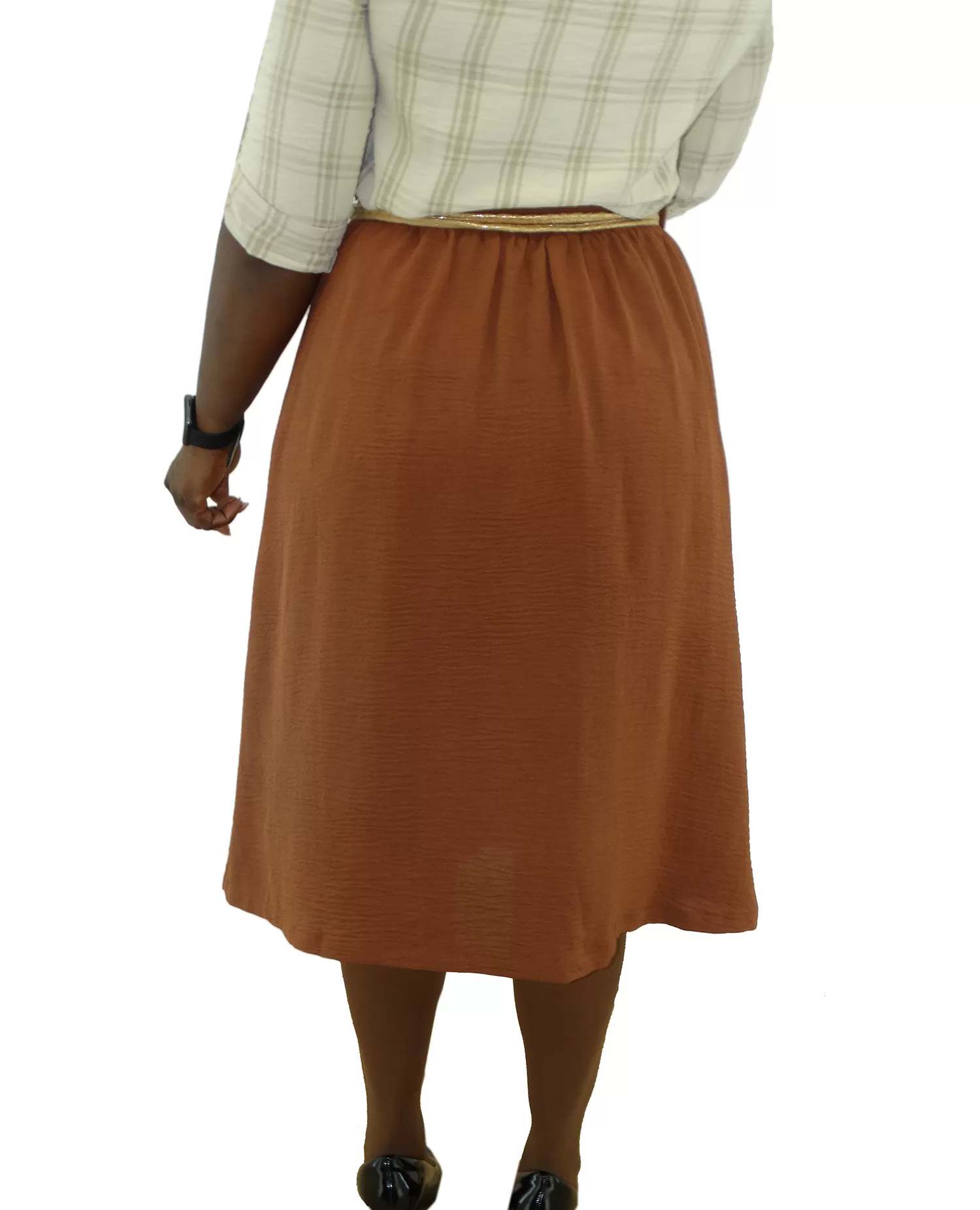 30064, Runway Ready Women's Button Front Skirt W/Rope Belt- (S-XL)