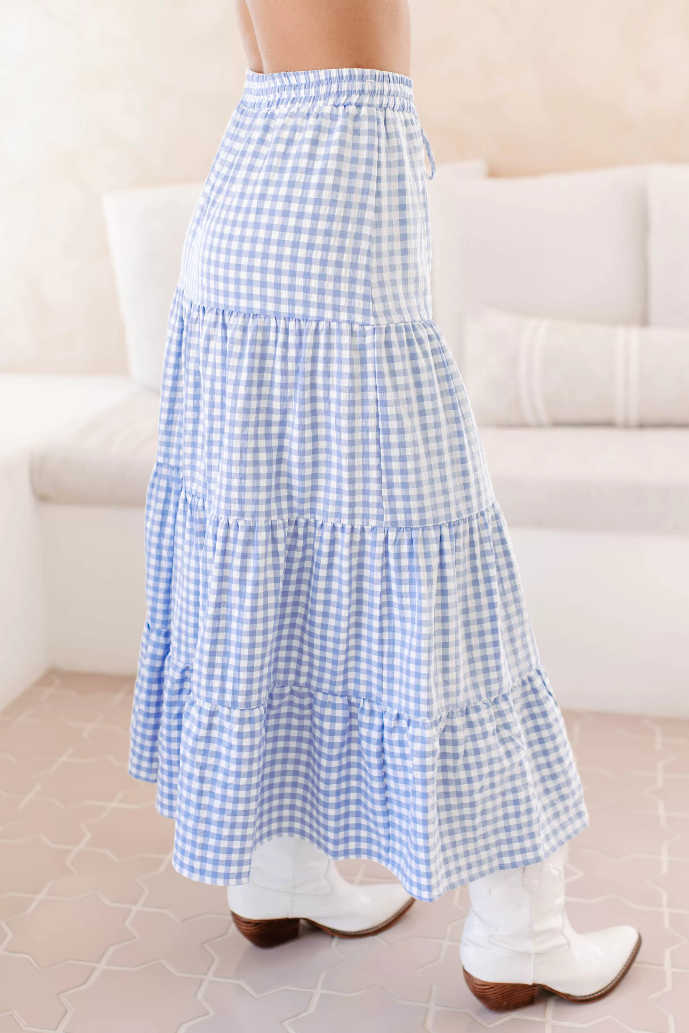 A Little Bit Sweet Gingham Two-Piece Set (Blue)