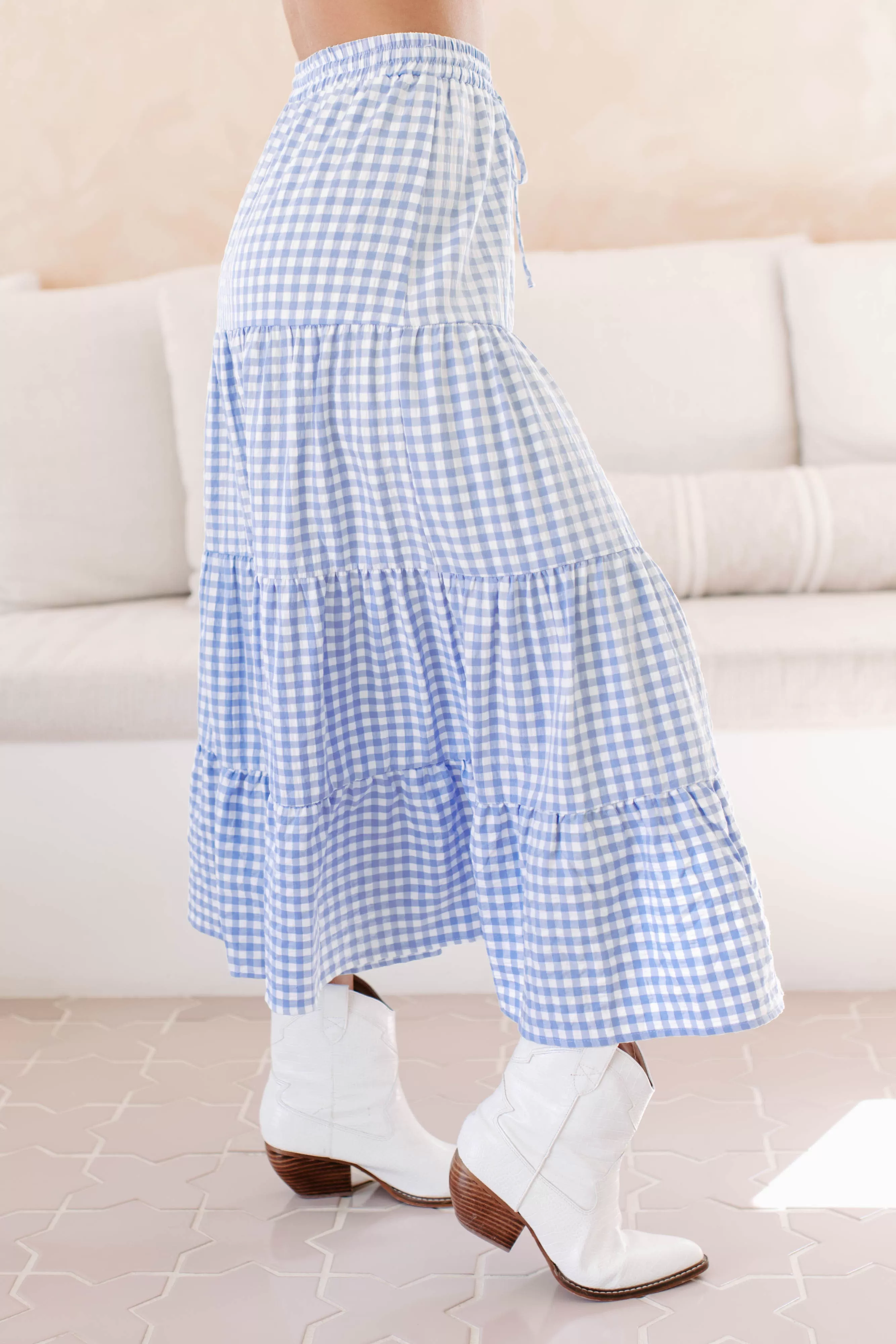 A Little Bit Sweet Gingham Two-Piece Set (Blue)