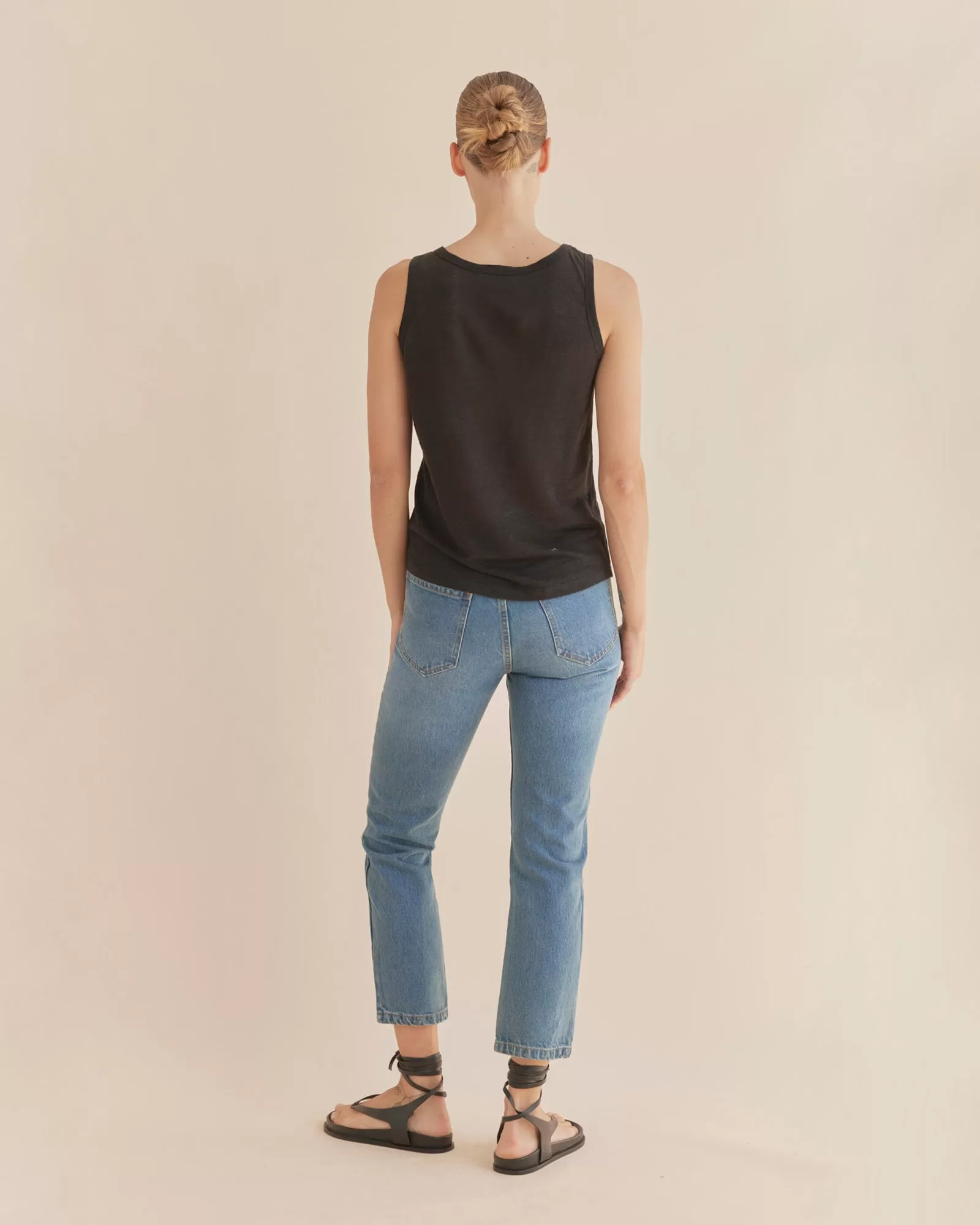 Aceline Linen Jersey Tank - Black