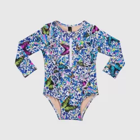 Aqua Blu Frill Long Sleeve One Piece Kids AG2002MP - Mariposa