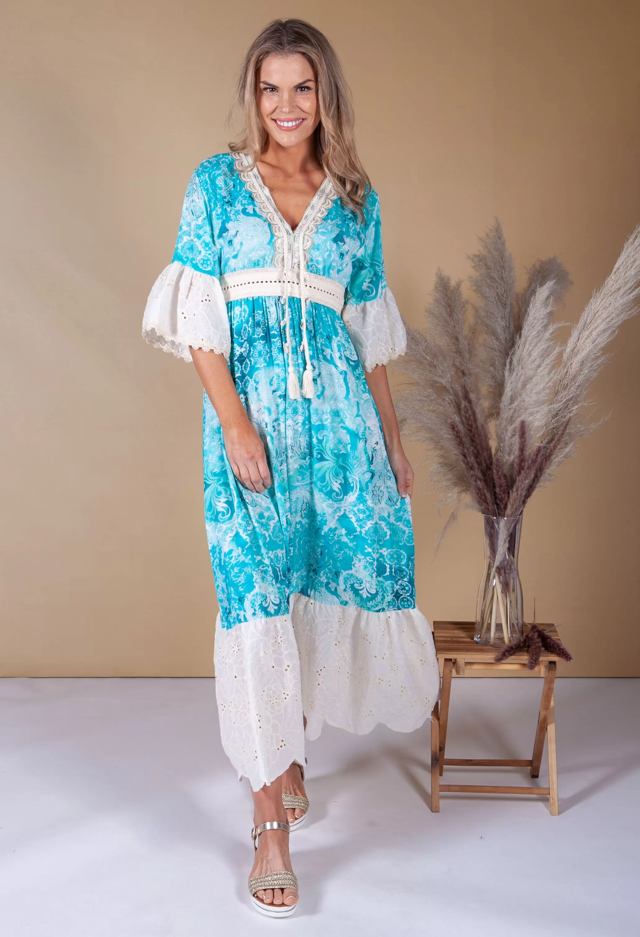 Aqua Boho Dress