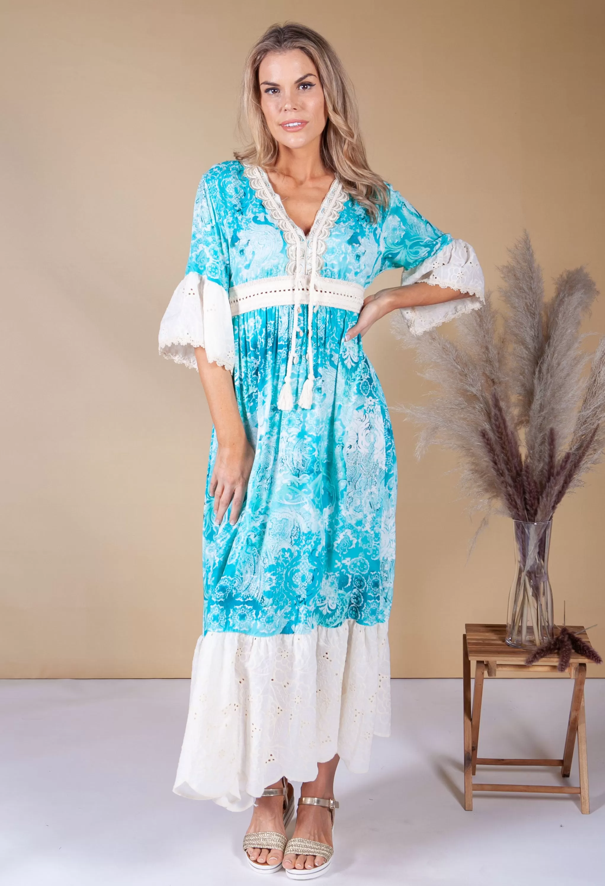 Aqua Boho Dress