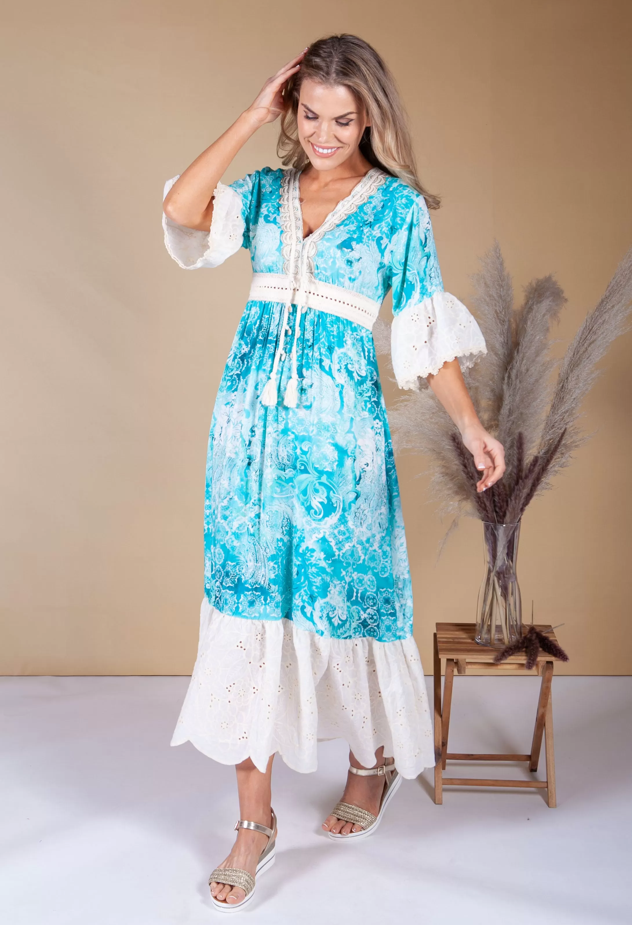 Aqua Boho Dress