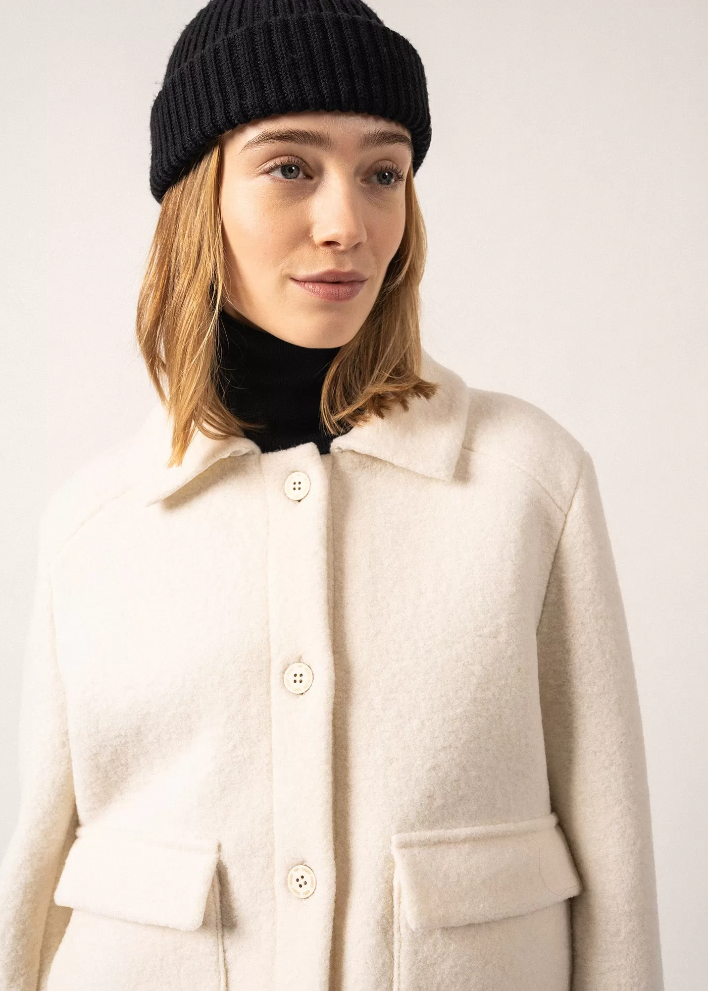 ARDECHE - Boiled Wool Jacket with Patch Pockets for Women (WINTER WHITE)