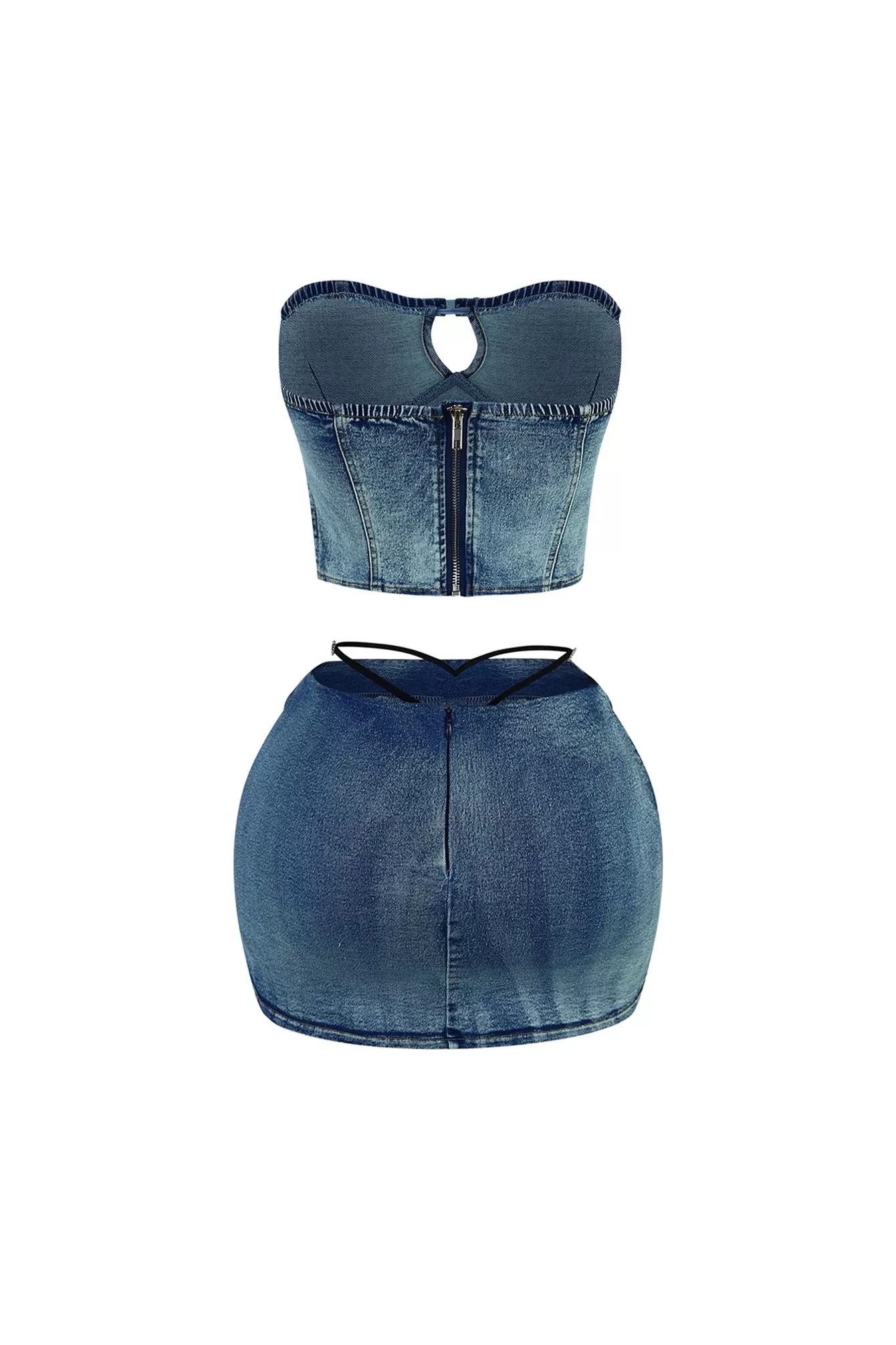 Atmosphere Washed Denim Bustier & Skirt SET