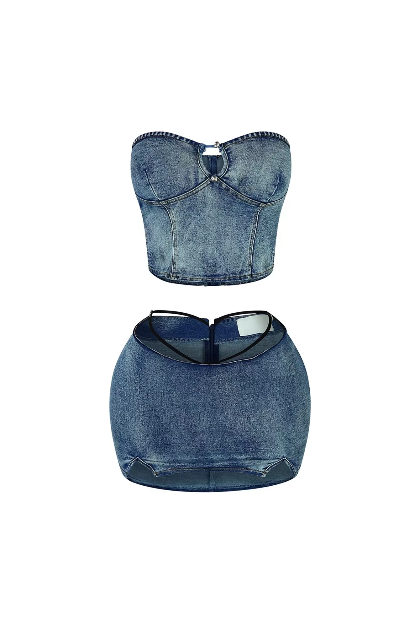 Atmosphere Washed Denim Bustier & Skirt SET