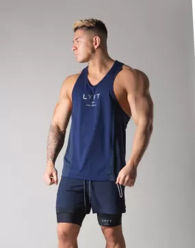 Back Mesh Stretch Training Tanktop - Navy