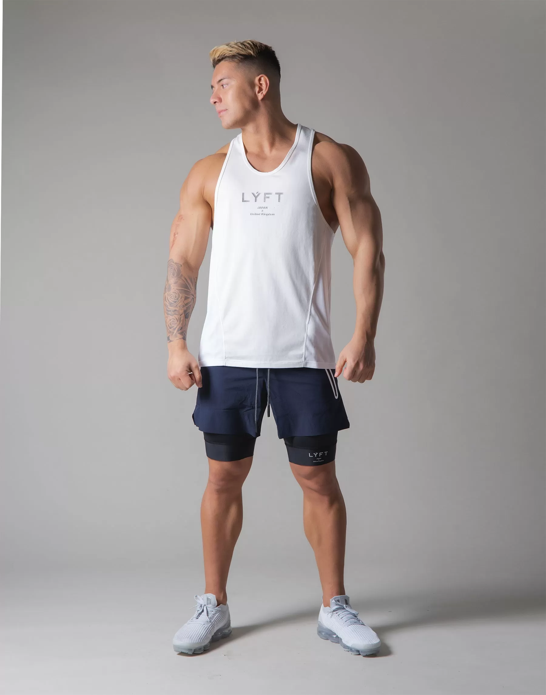 Back Mesh Stretch Training Tanktop - White