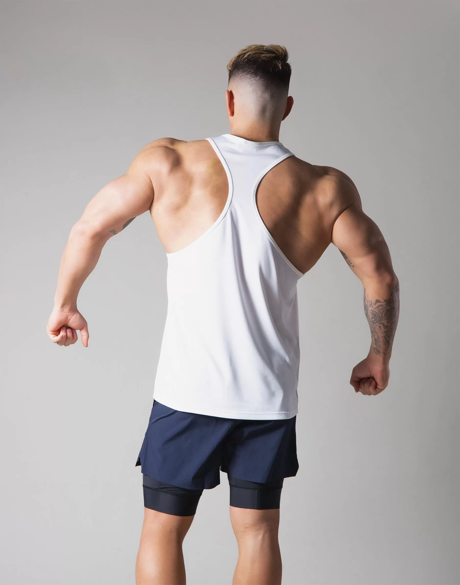 Back Mesh Stretch Training Tanktop - White