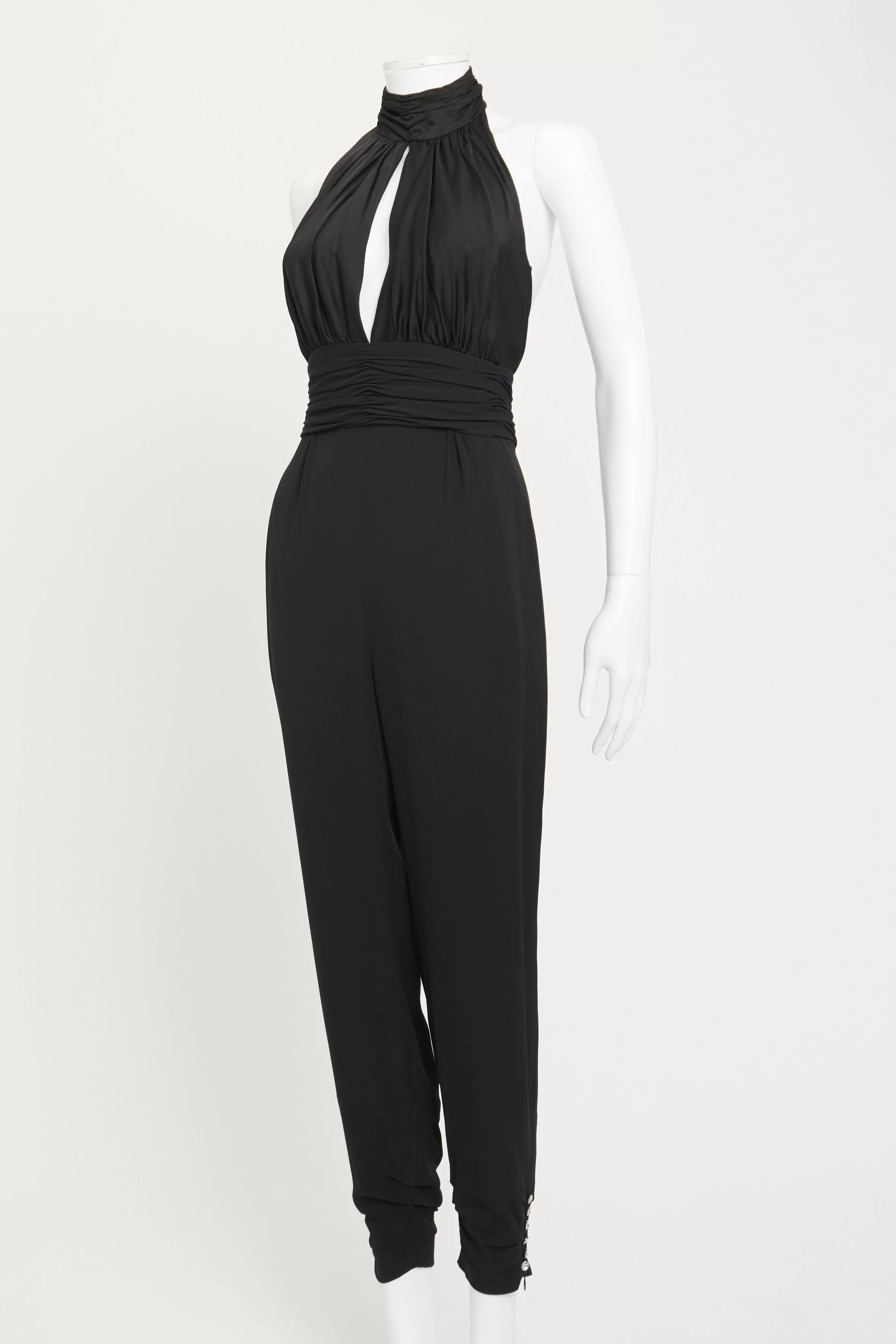 Black Halterneck Backless Preowned Jumpsuit