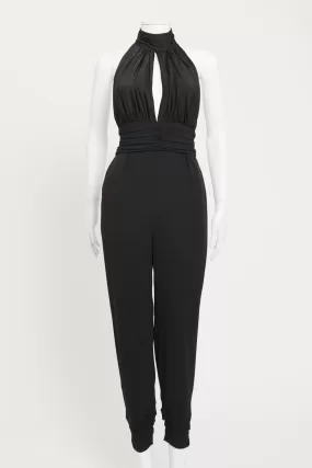 Black Halterneck Backless Preowned Jumpsuit