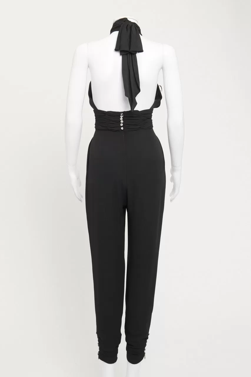 Black Halterneck Backless Preowned Jumpsuit