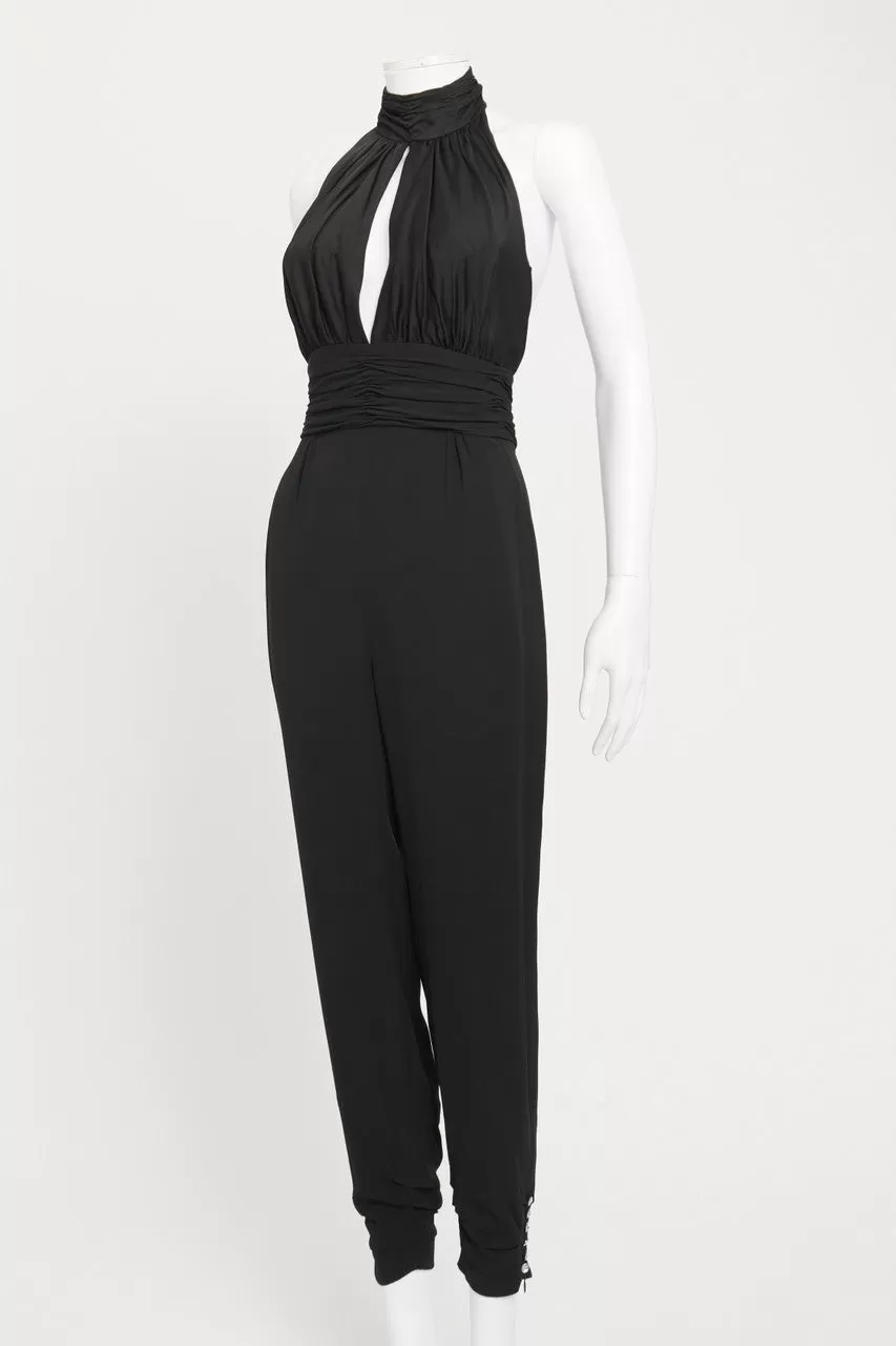 Black Halterneck Backless Preowned Jumpsuit