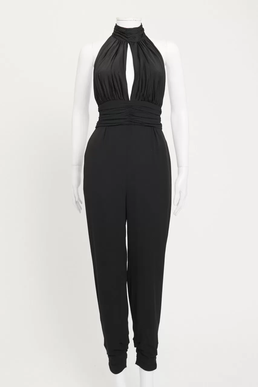 Black Halterneck Backless Preowned Jumpsuit