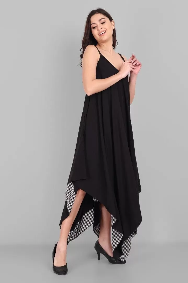 Black Long Alisha Handkerchief Dress