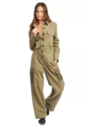 Botton Down Cargo Jumpsuit