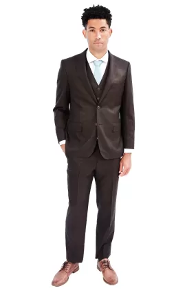 Brown Sharkskin 3 Piece Suit