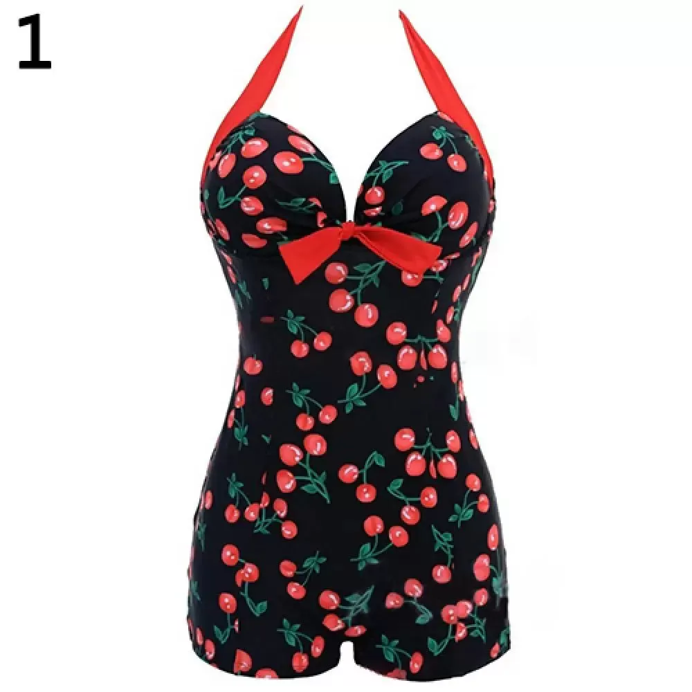 Calender Girl- the Polka Dot (or Cherry) Print 1950s Style Swimsuit