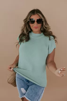 Cap Sleeve Sweater Top, Sage