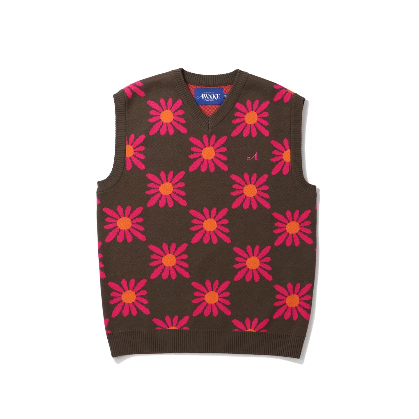 CHECKERED FLORAL SWEATER VEST