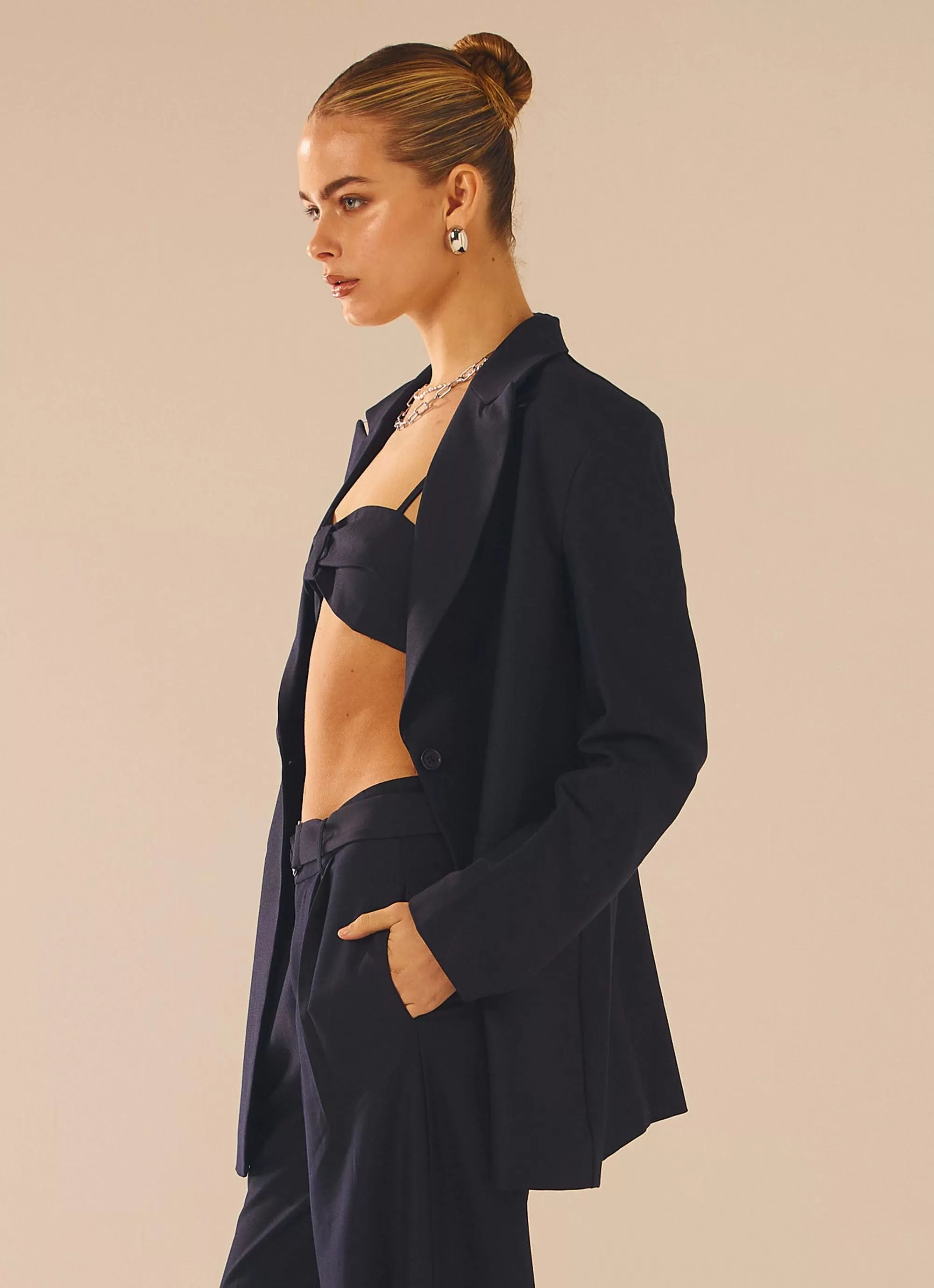 City Slicker Oversized Blazer - Navy Ink