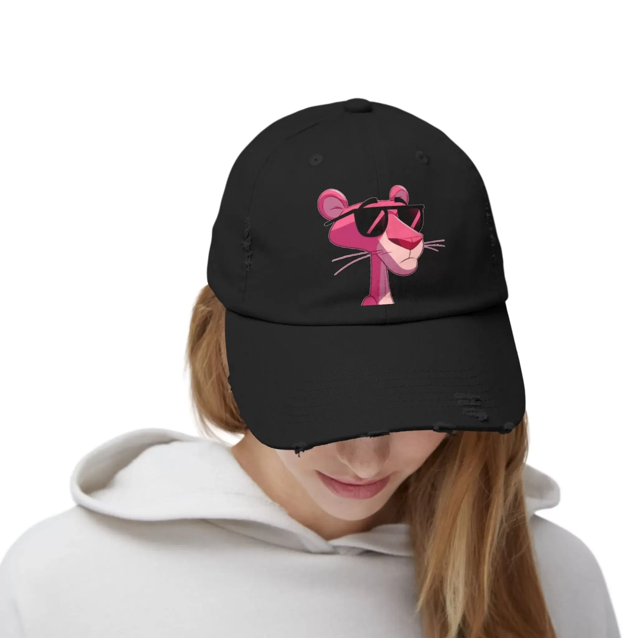 Cool Pink Panther Distressed Cap for Fun Lovers