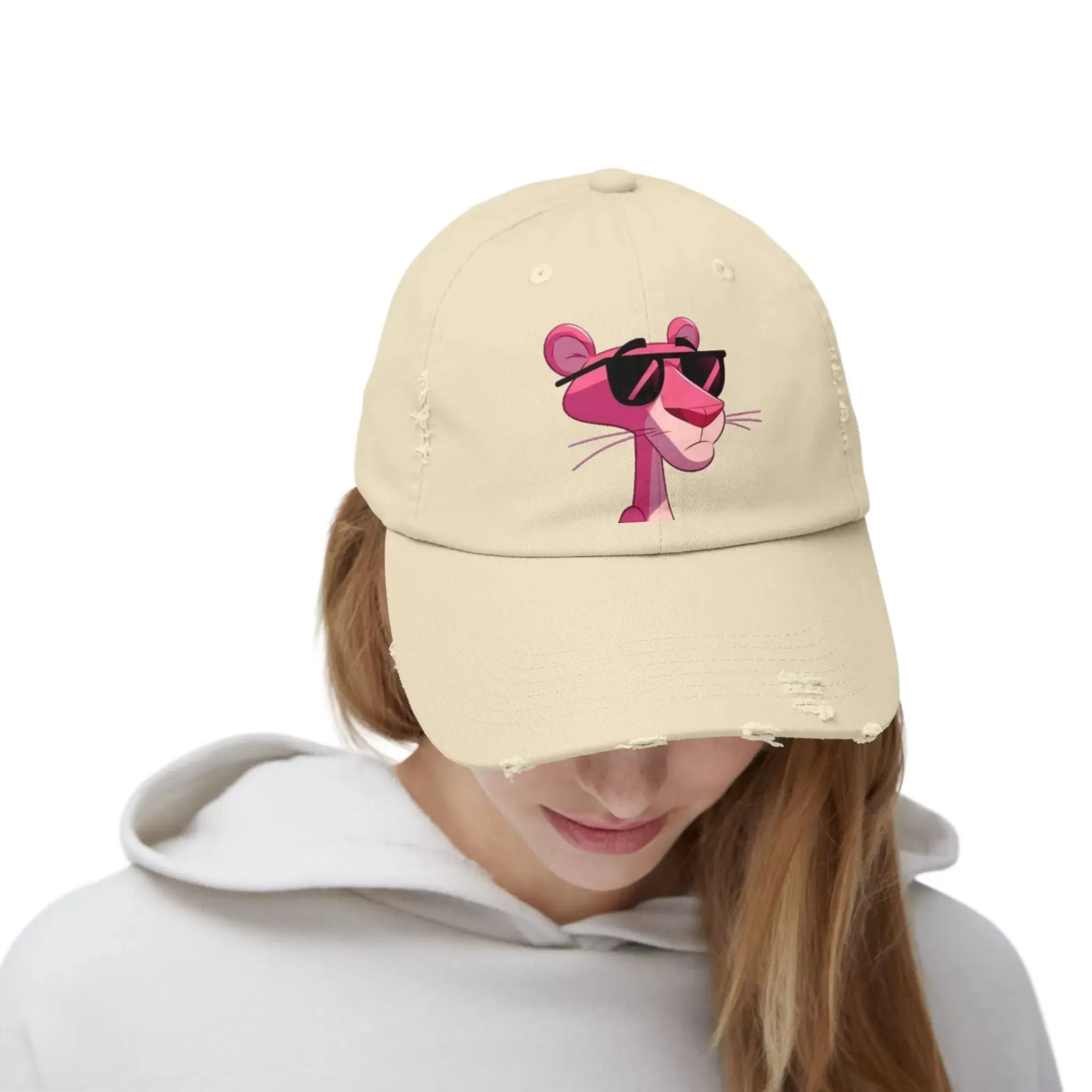 Cool Pink Panther Distressed Cap for Fun Lovers