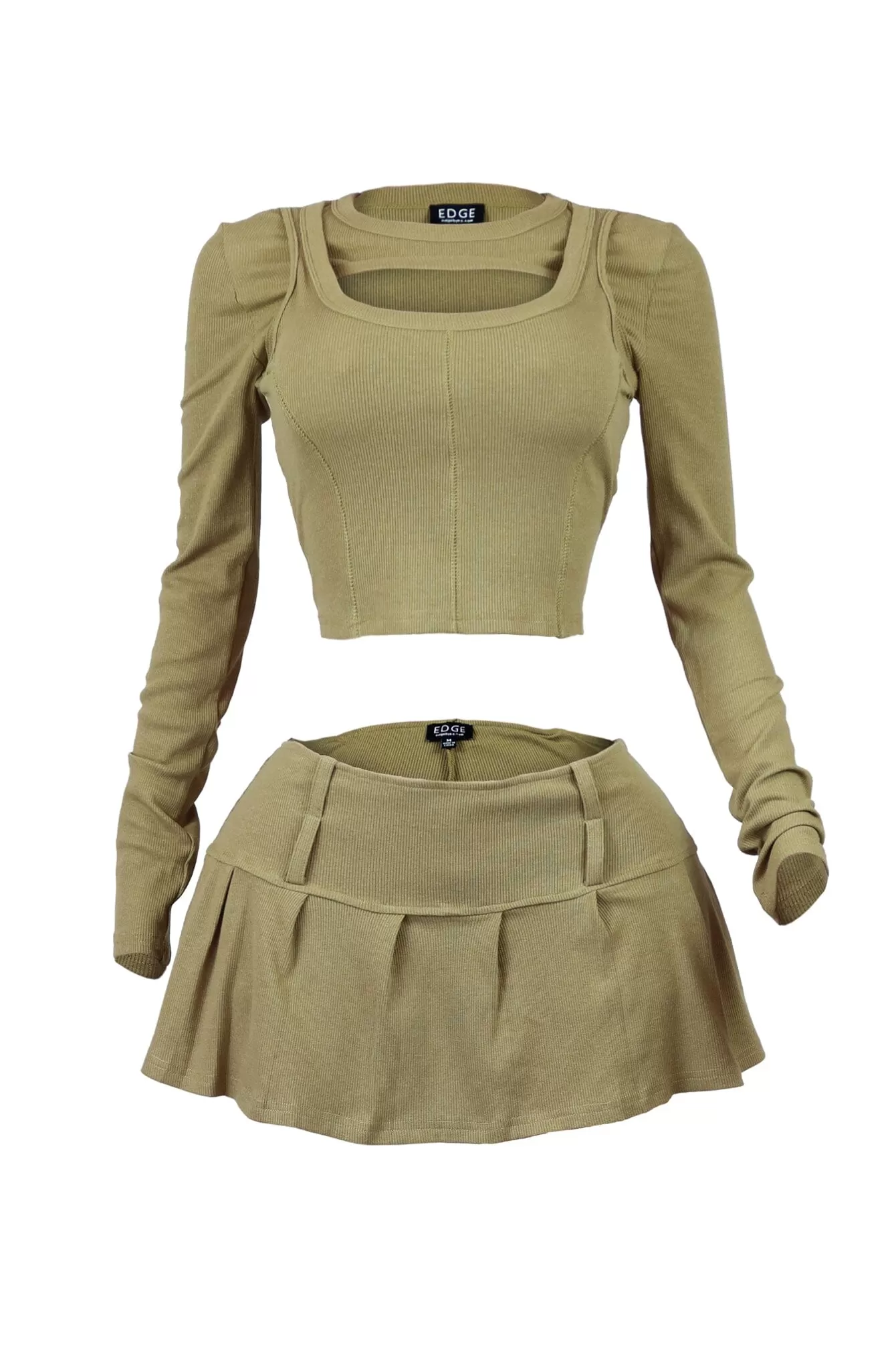 Cozy Moments Ribbed Cut Out Top & Skort SET