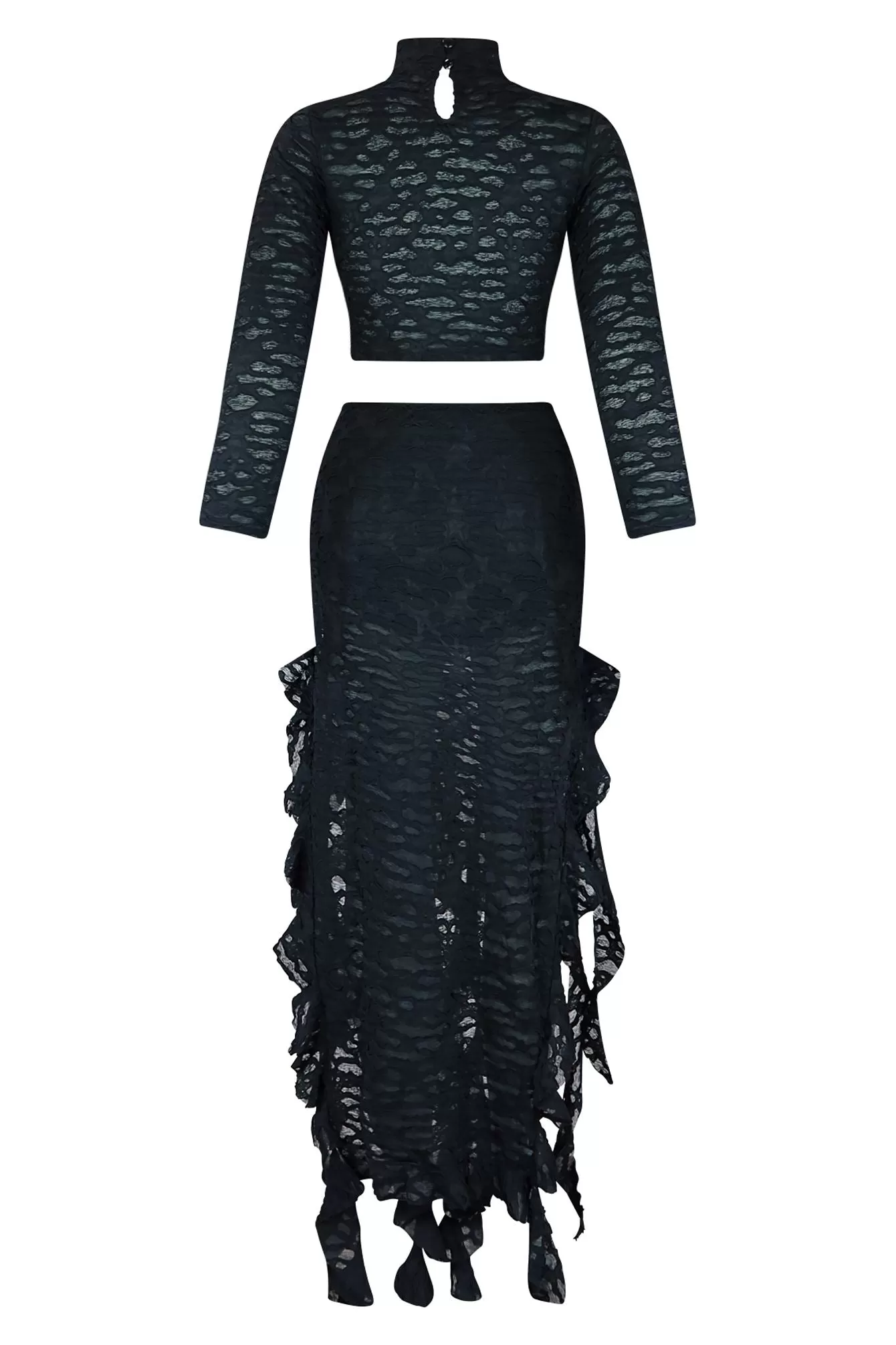 Darla Mesh Top & Maxi Ruffle Skirt SET