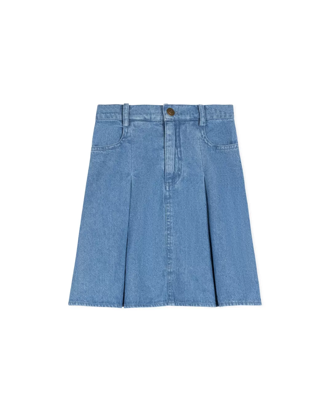 Denim Front Kick Pleat Short Skirt