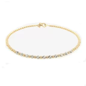 Diamond Cut Bead Design Bracelet  - 14kt Two-Tone Gold