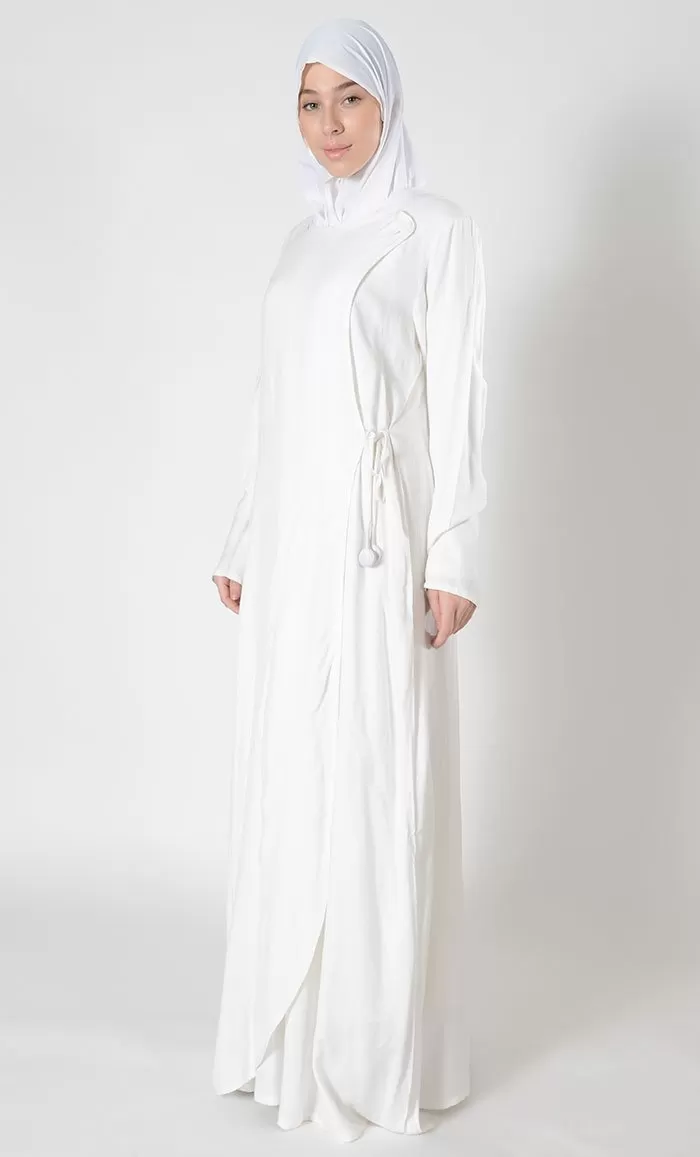 Double Layered Side Tie Up Detail Abaya Dress - Final Sale