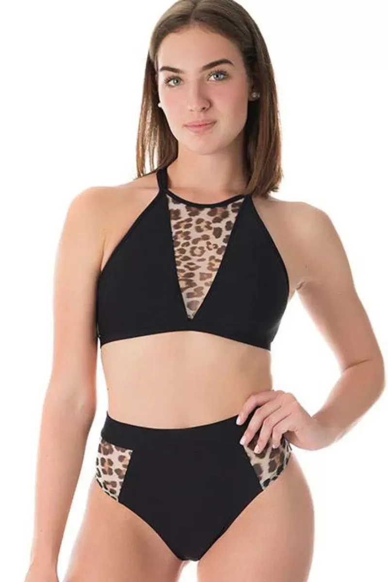 Dragonfly Victoria Sports Bra - Leopard Mesh