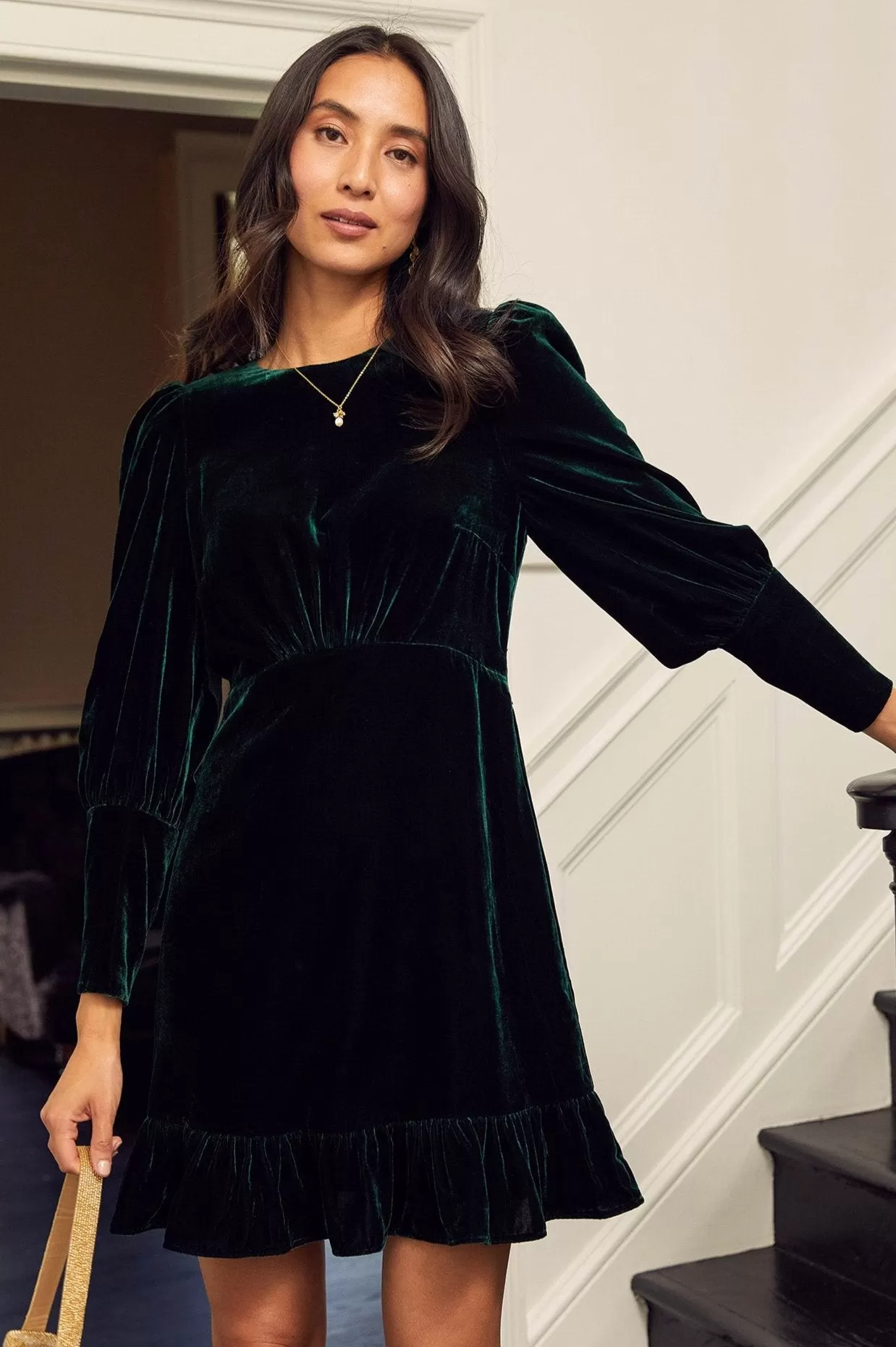 Esmee Velvet Mini Dress | Emerald