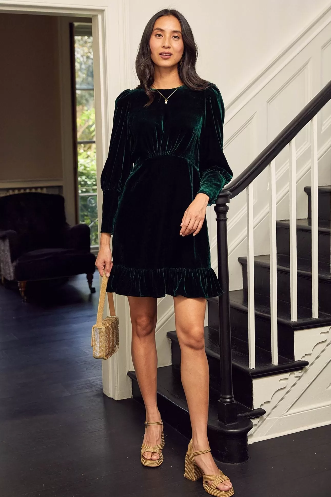 Esmee Velvet Mini Dress | Emerald