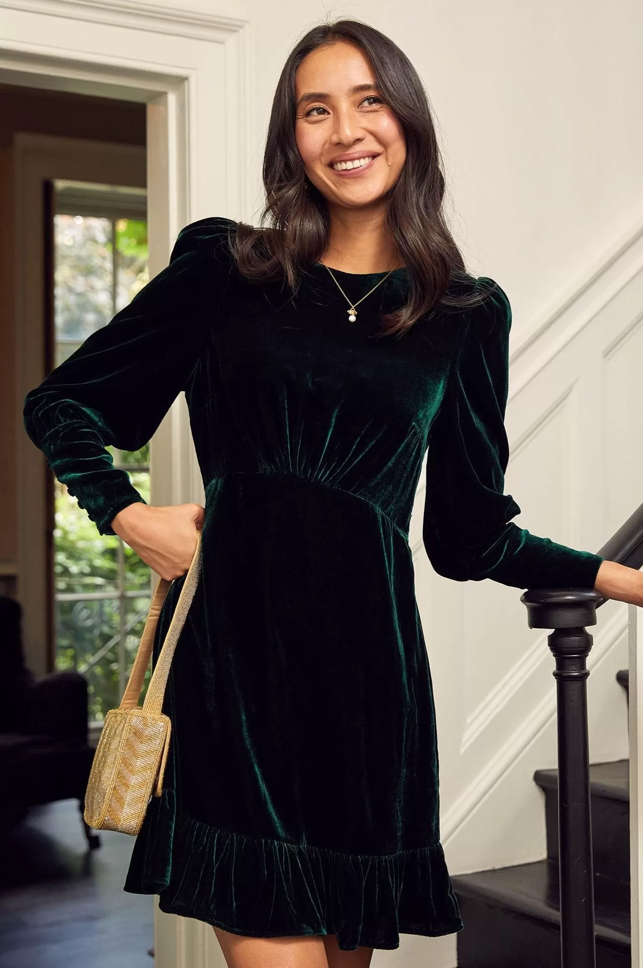 Esmee Velvet Mini Dress | Emerald