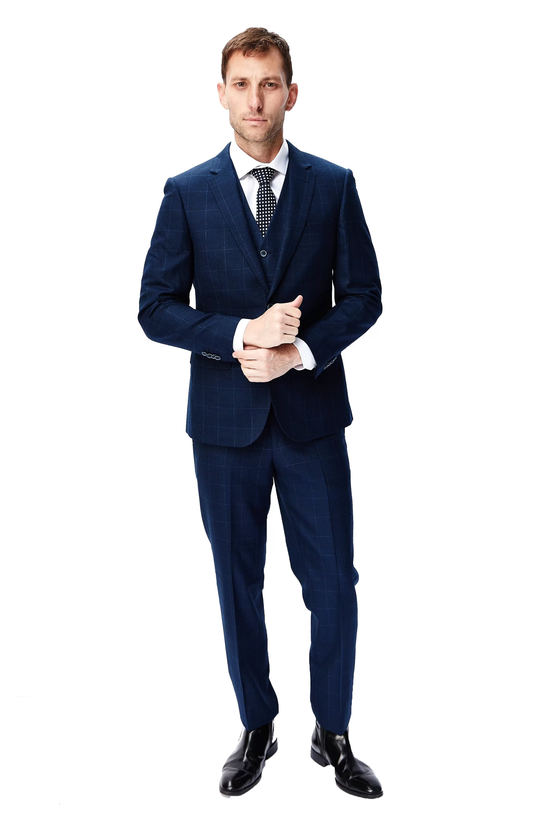 Executive Check Blue 3 Piece Suit