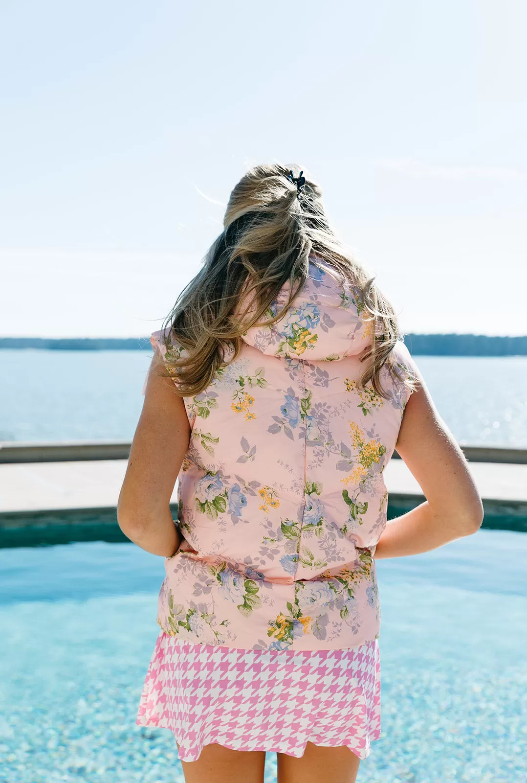 Fancy Florals Puffer Vest - Pink