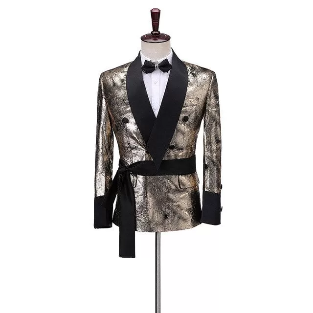 Floral Formal Double Breasted Suits Tuxedo