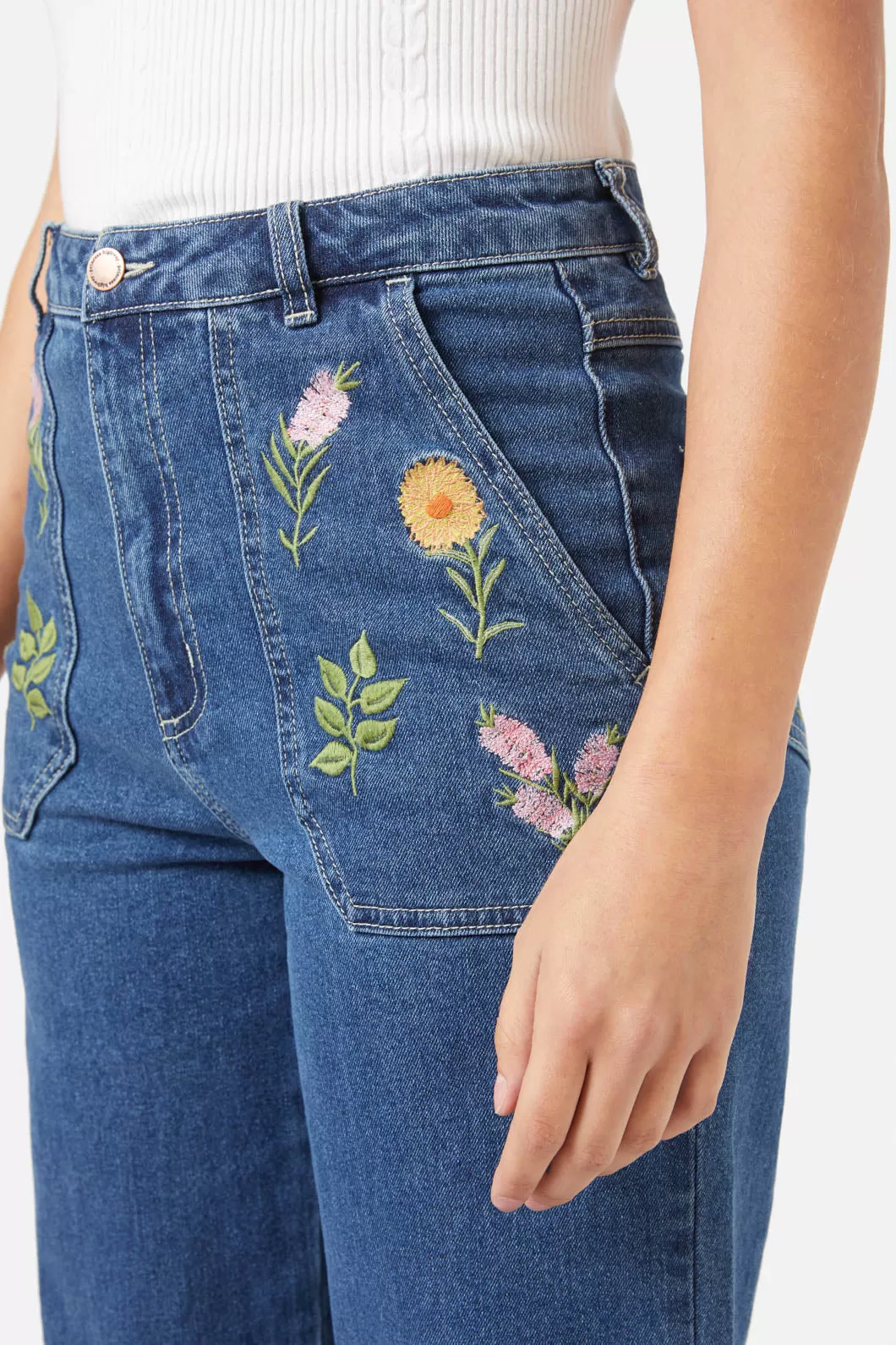 Flower Mix Embroidered Jean