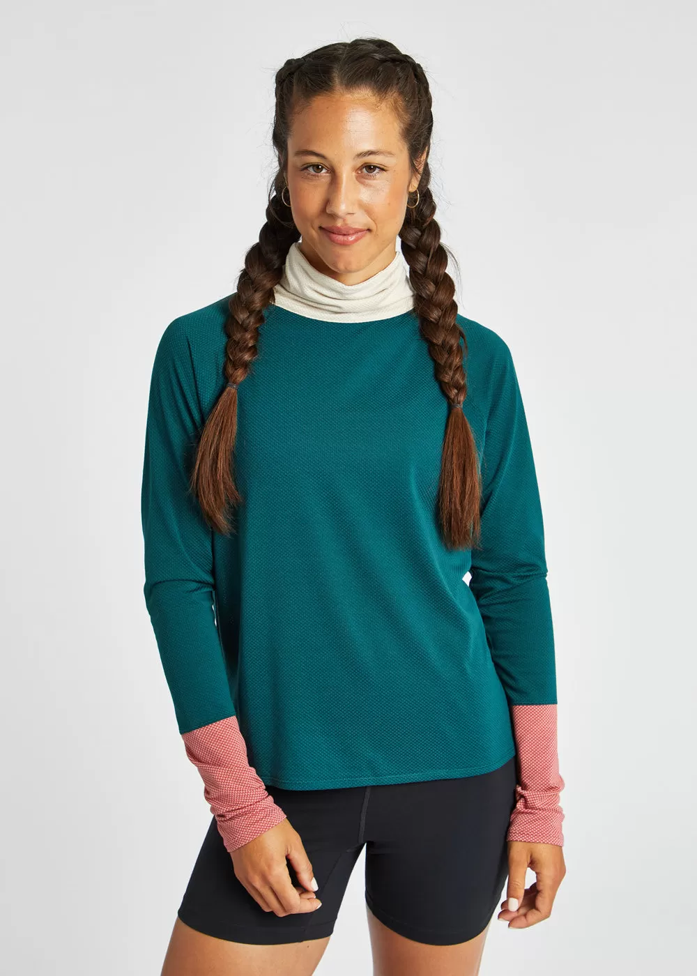 Flyout Mock Neck Long Sleeve