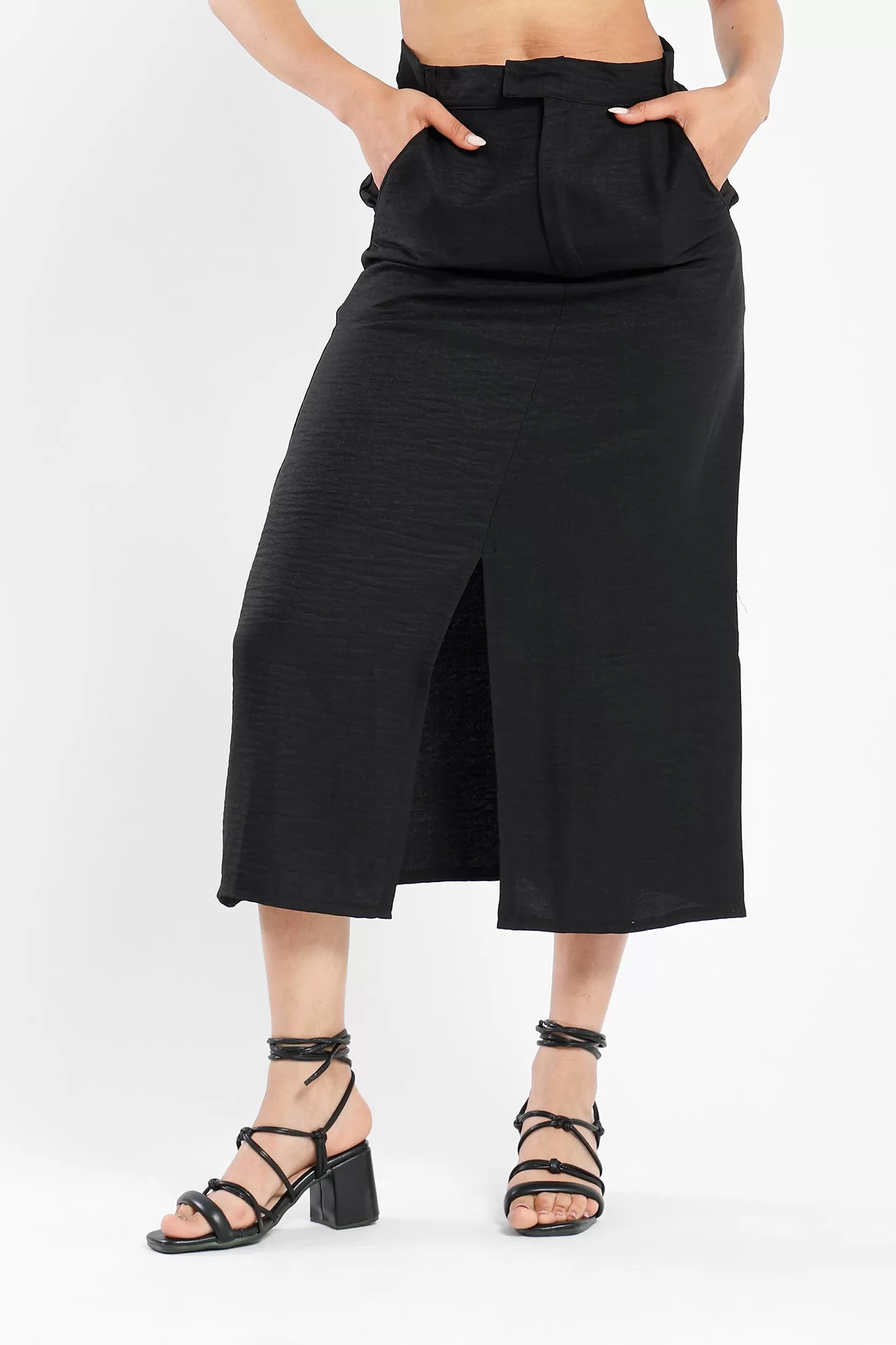 Front Slit Skirt - Black