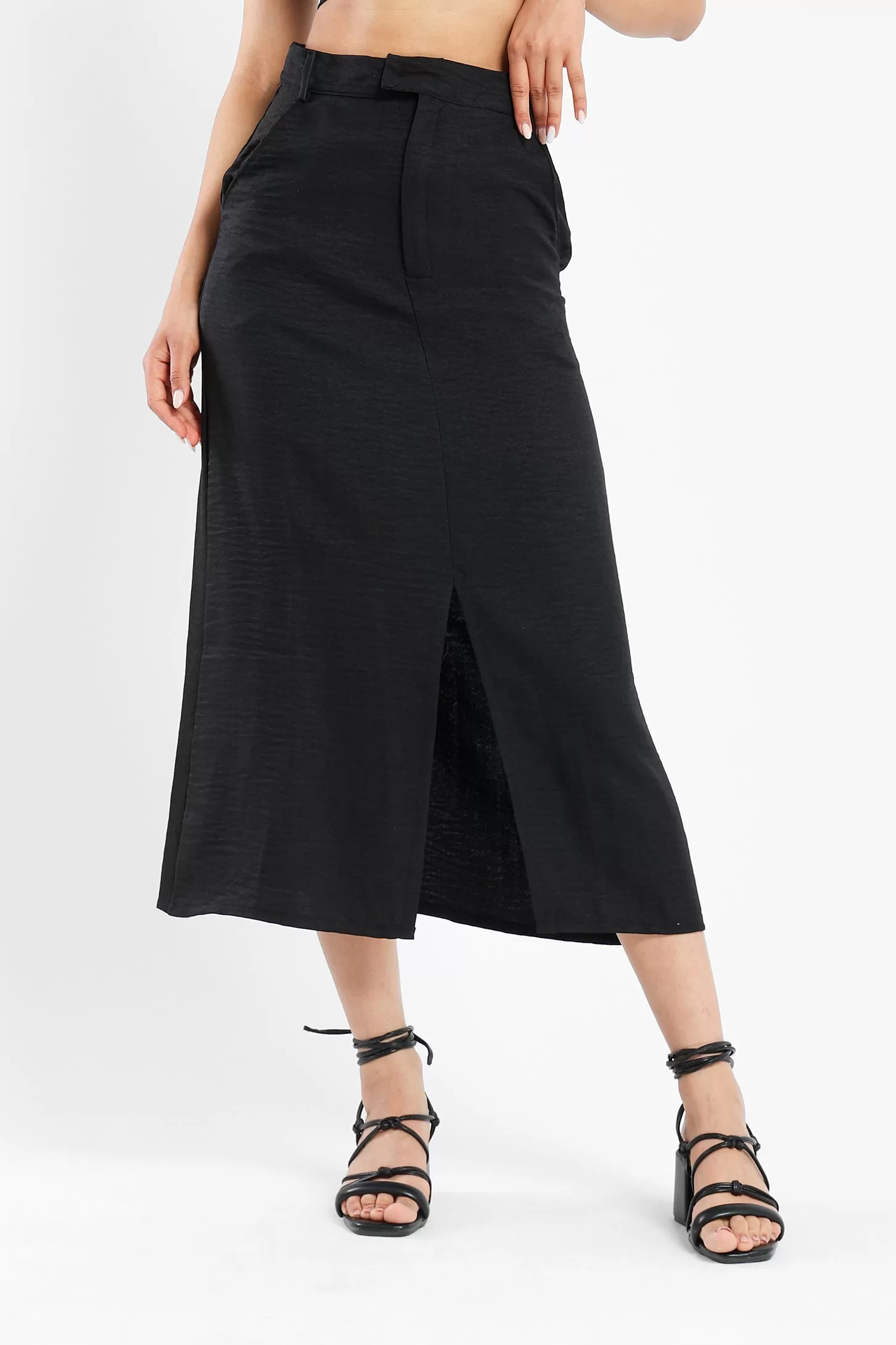 Front Slit Skirt - Black