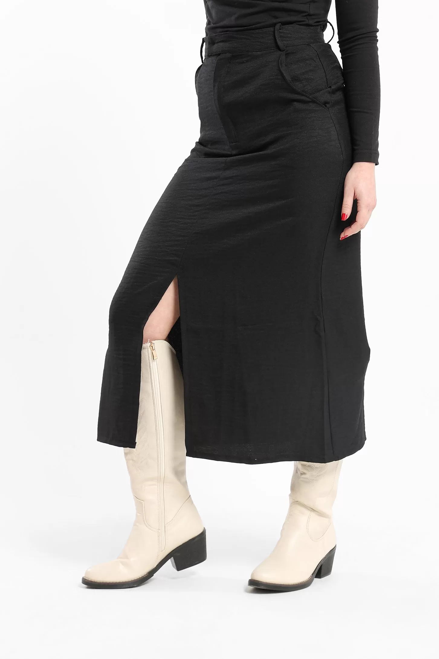 Front Slit Skirt - Black