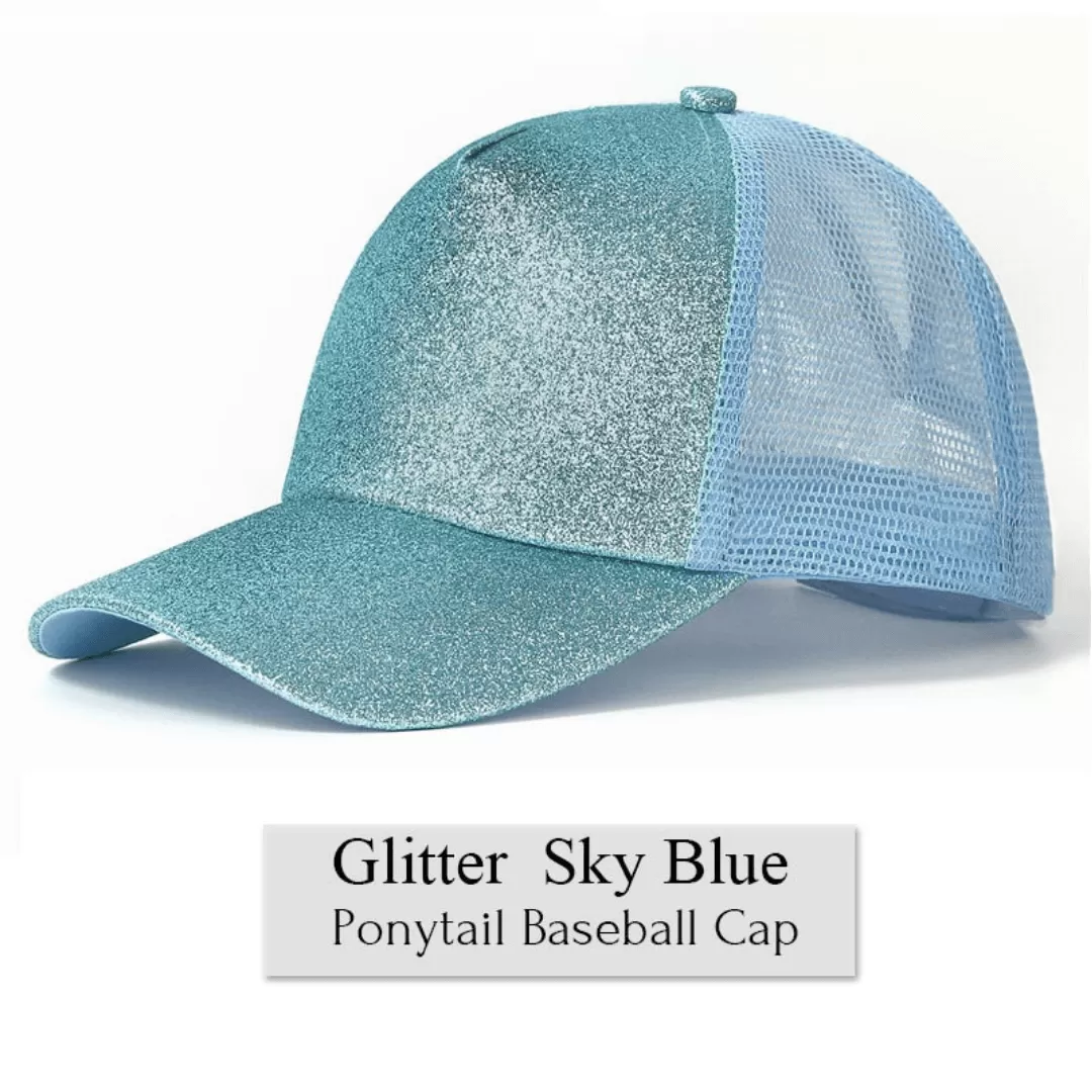 Fun in Bun® Glitter Ponytail Baseball Cap